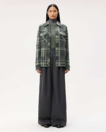 TWP Grey green multi Rancher's Cardigan in Cashmere view 6