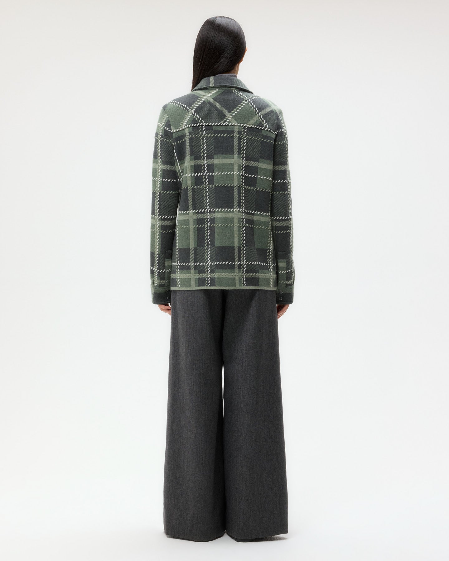 TWP Grey green multi Rancher's Cardigan in Cashmere view 5
