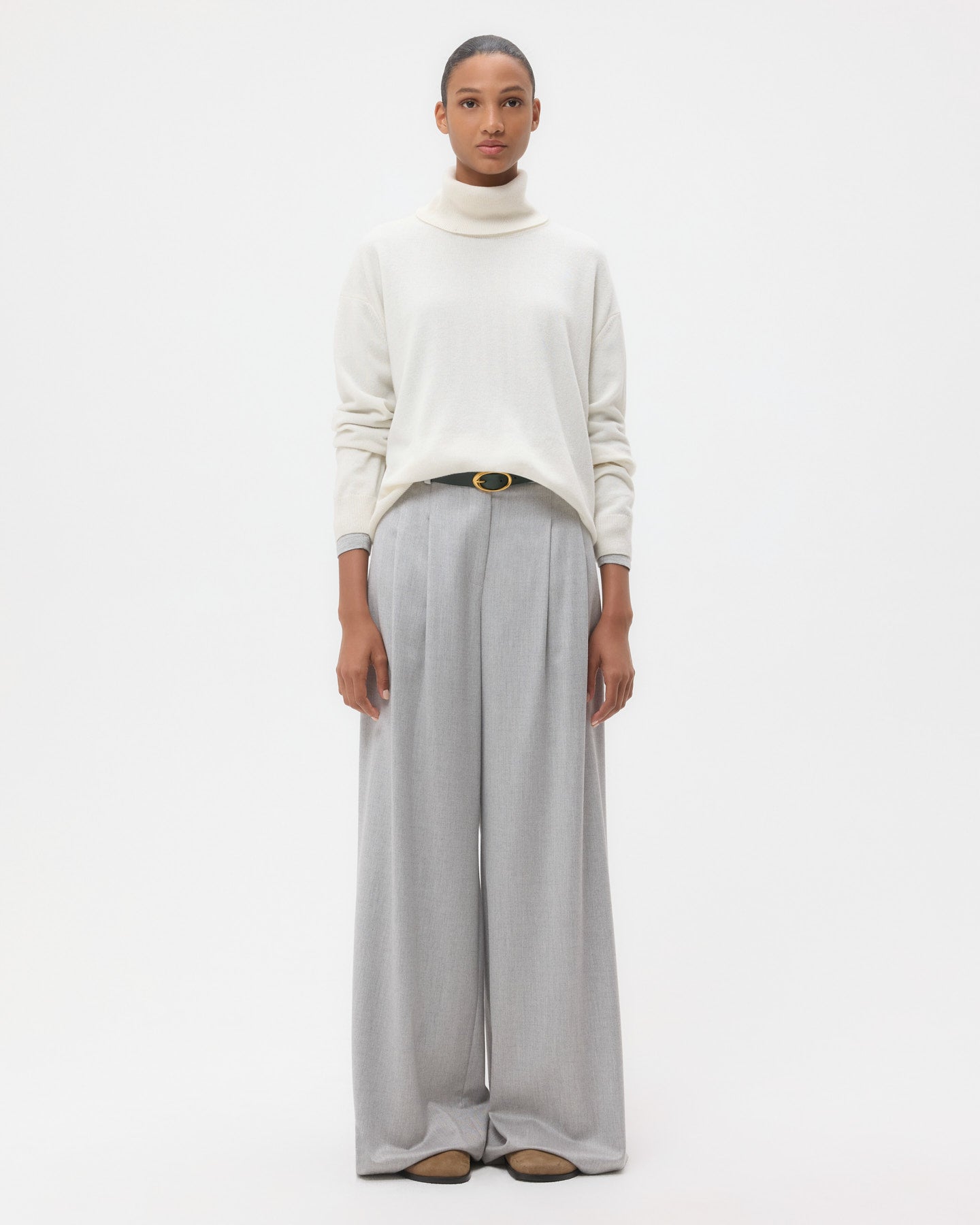 TWP Ivory Easy T Neck Sweater in Cashmere view 6