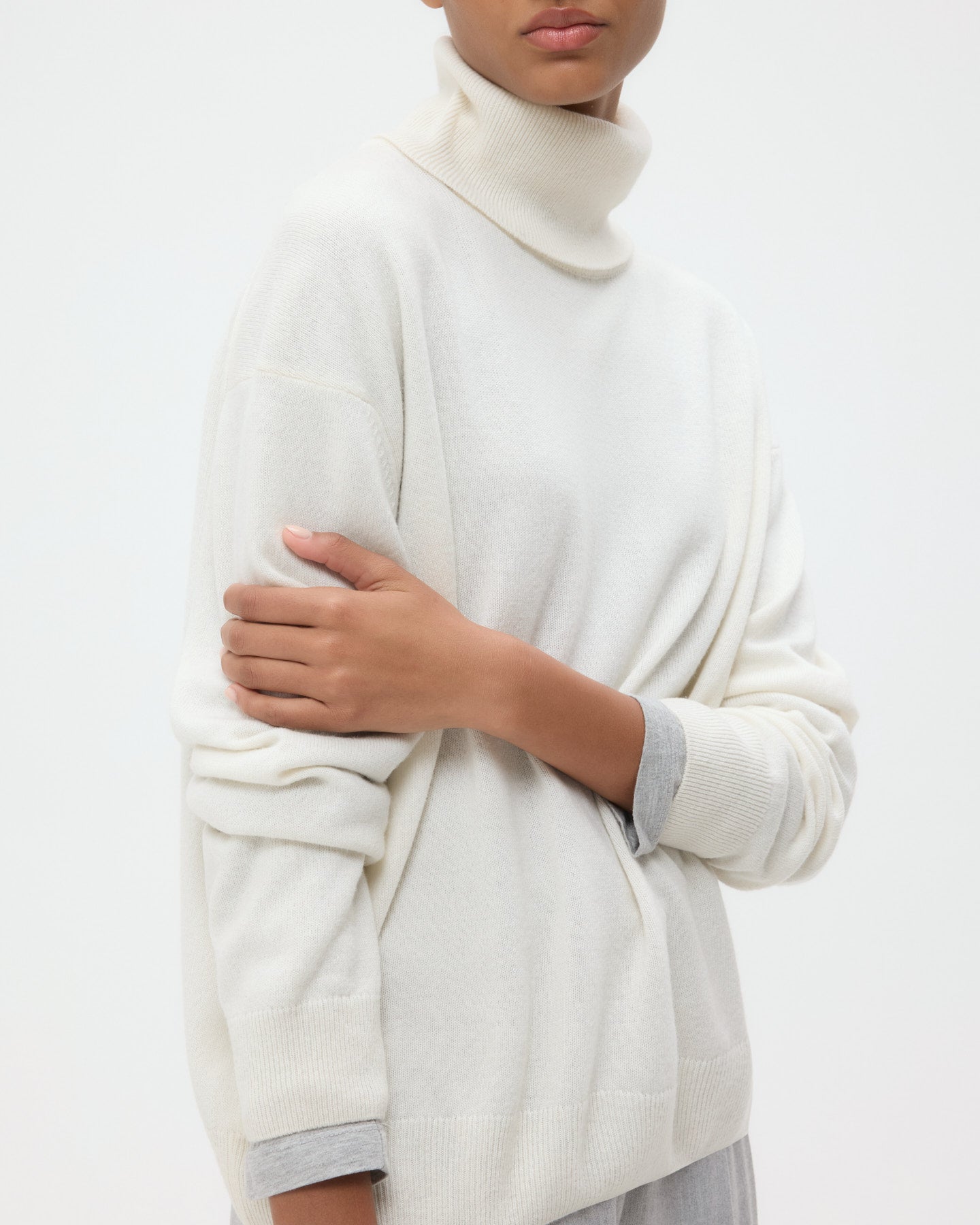 TWP Ivory Easy T Neck Sweater in Cashmere view 1
