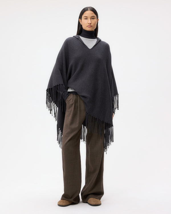 TWP Charcoal heather grey Take Me Home Poncho in Merino Wool view 1