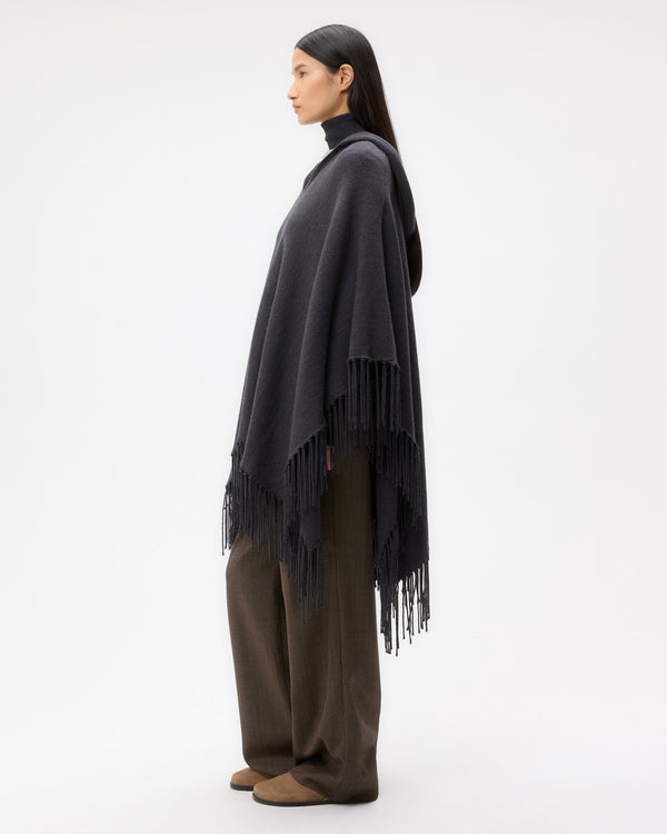 TWP Charcoal heather grey Take Me Home Poncho in Merino Wool view 4