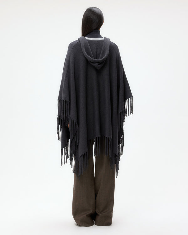 TWP Charcoal heather grey Take Me Home Poncho in Merino Wool view 5