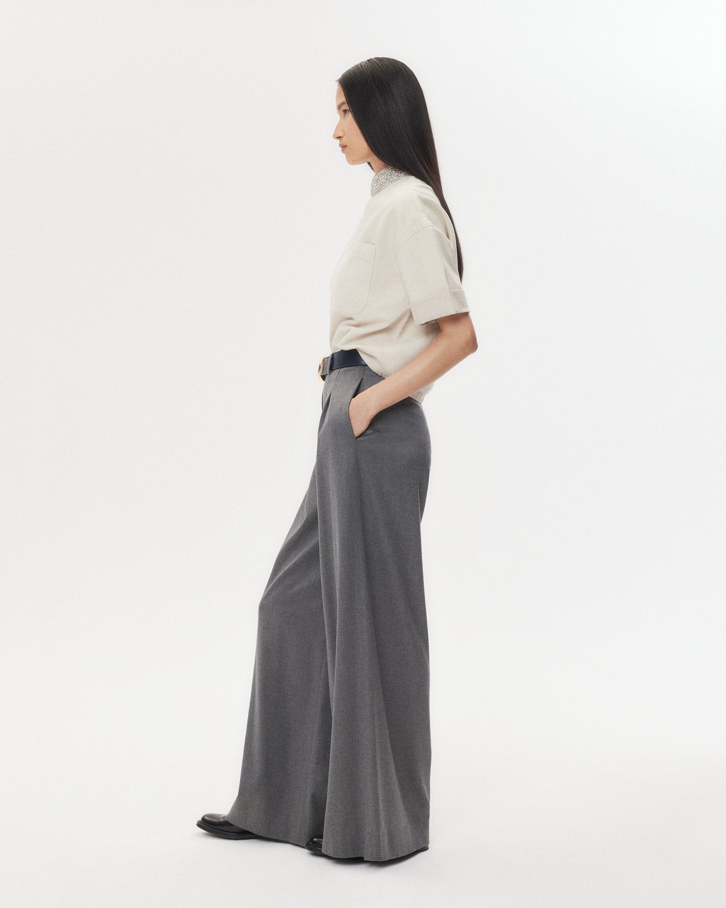 TWP Natural Ex T With Crystal Collar in Japanese Denim view 4