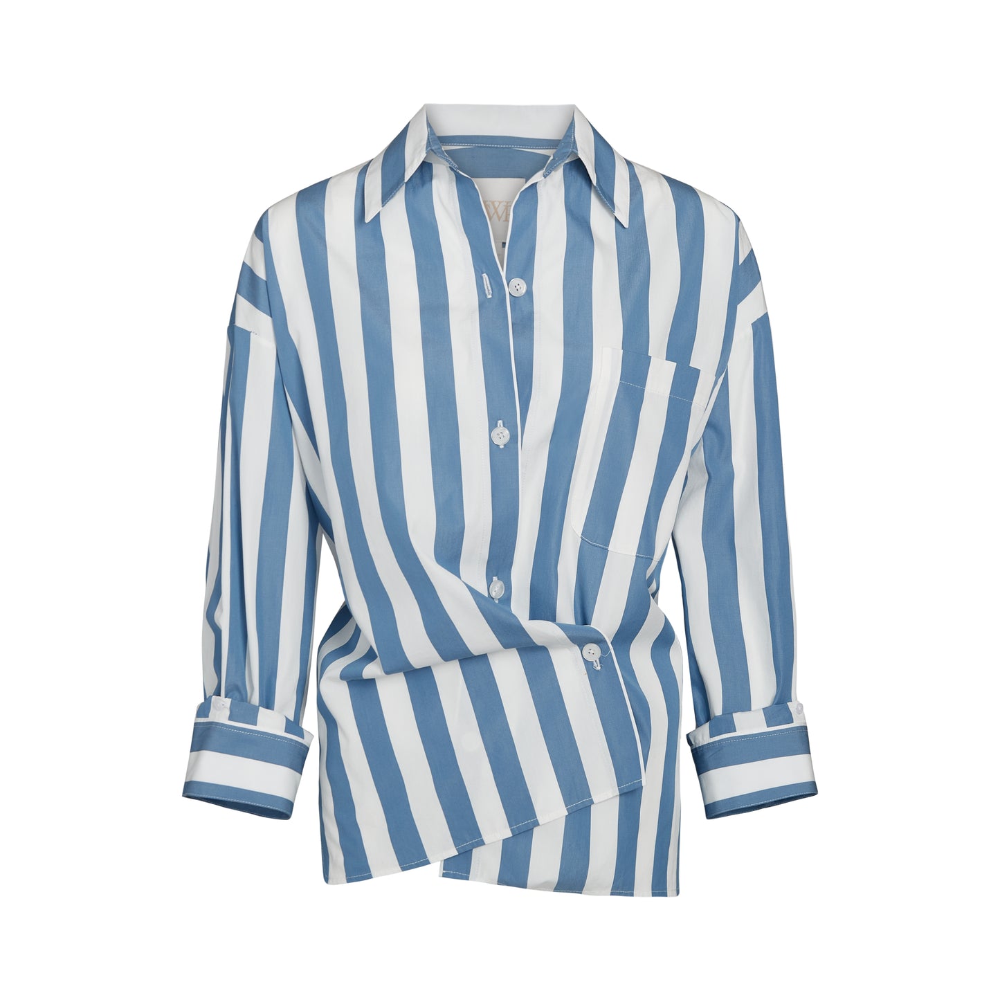 TWP White / vintage denim Earl Shirt in Wide Stark Stripe view 1