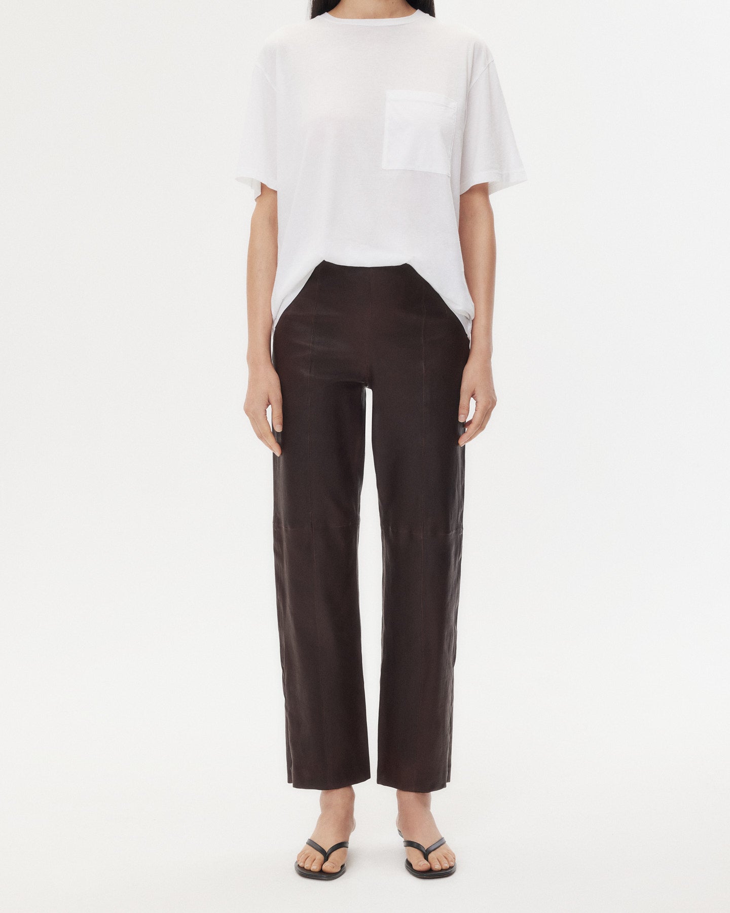 TWP Chocolate Logan Pant in Stretch Leather view 2