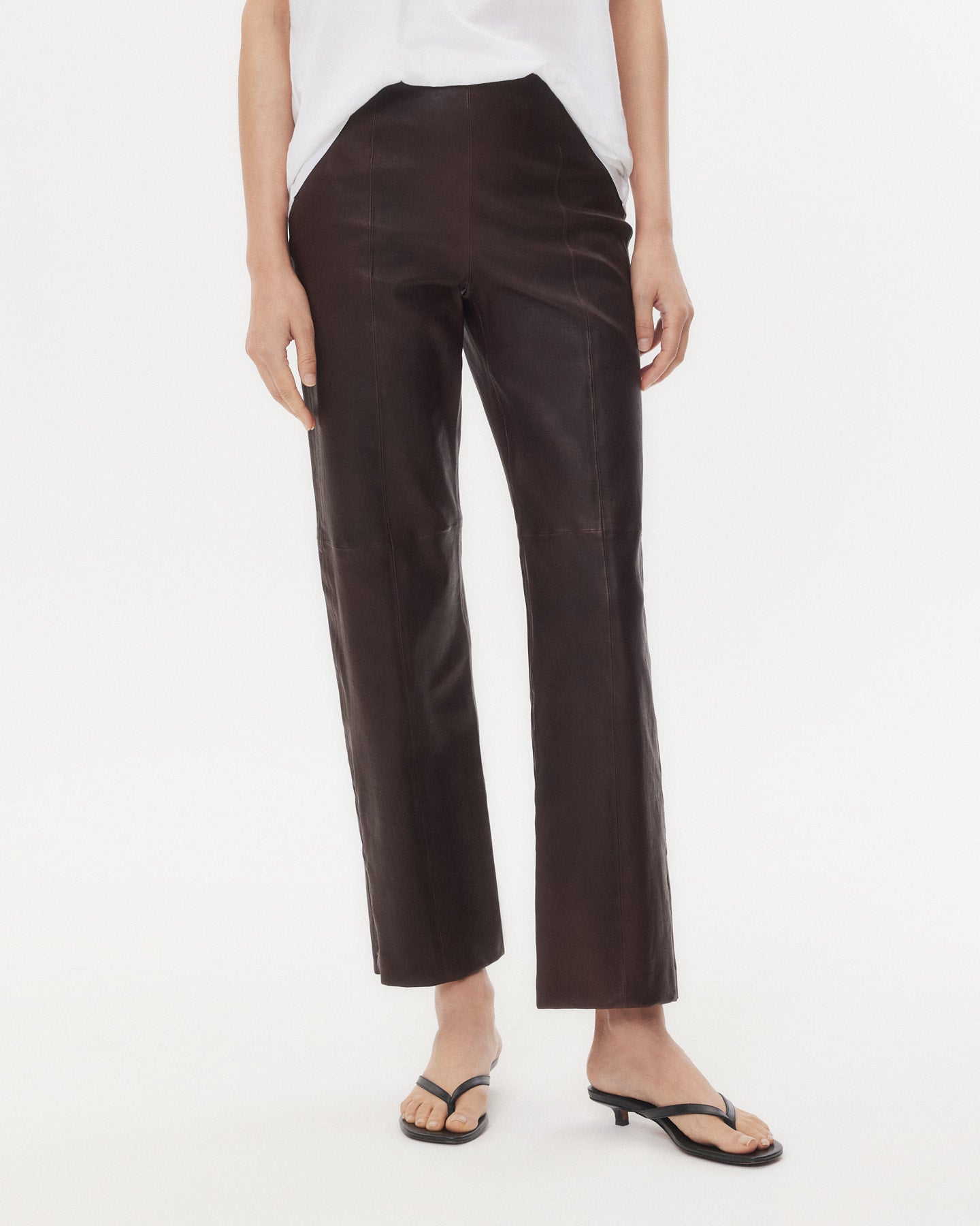 TWP Chocolate Logan Pant in Stretch Leather view 3