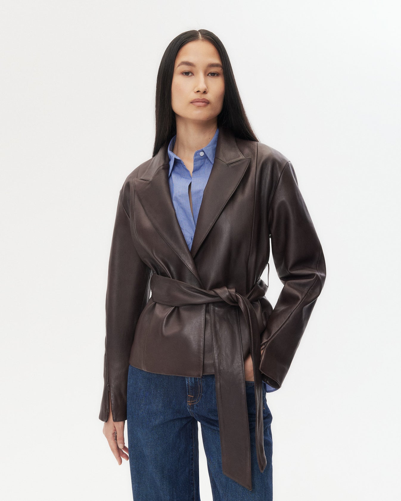 TWP Chocolate Andie Jacket in Leather view 1