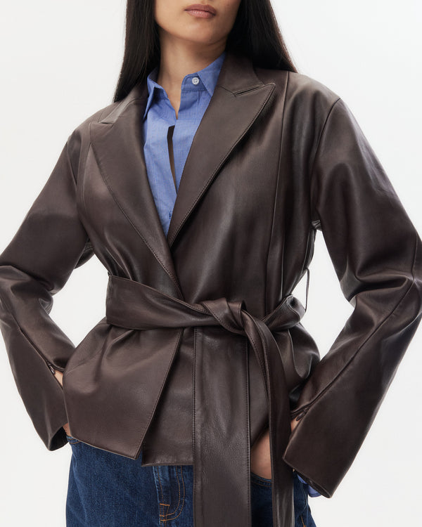 TWP Chocolate Andie Jacket in Leather view 2