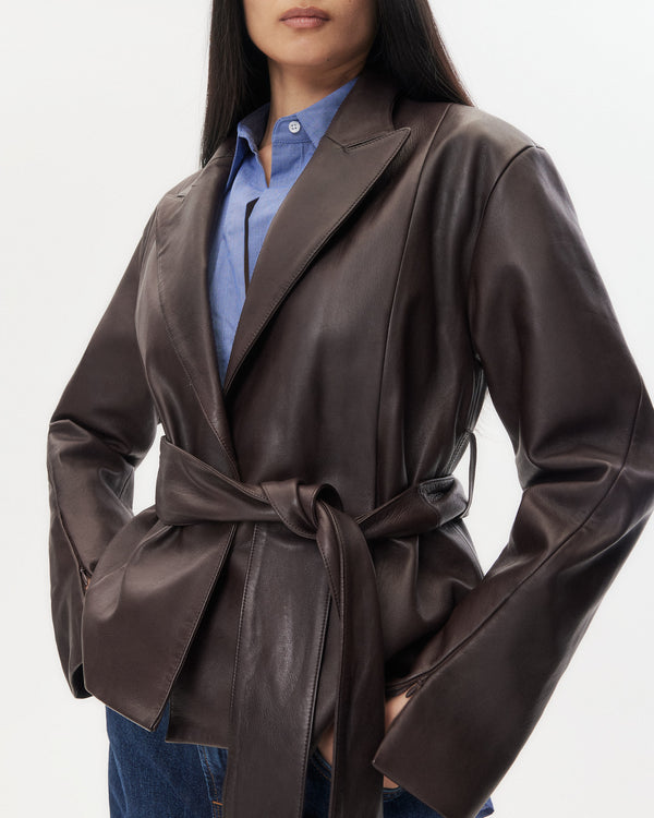 TWP Chocolate Andie Jacket in Leather view 6