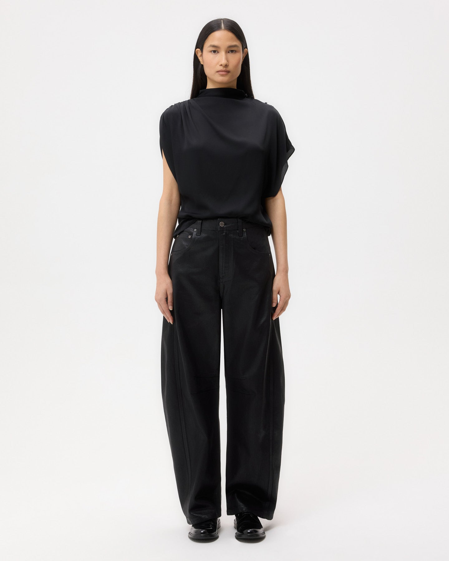 TWP Black Beryl Pant in Coated Denim view 6