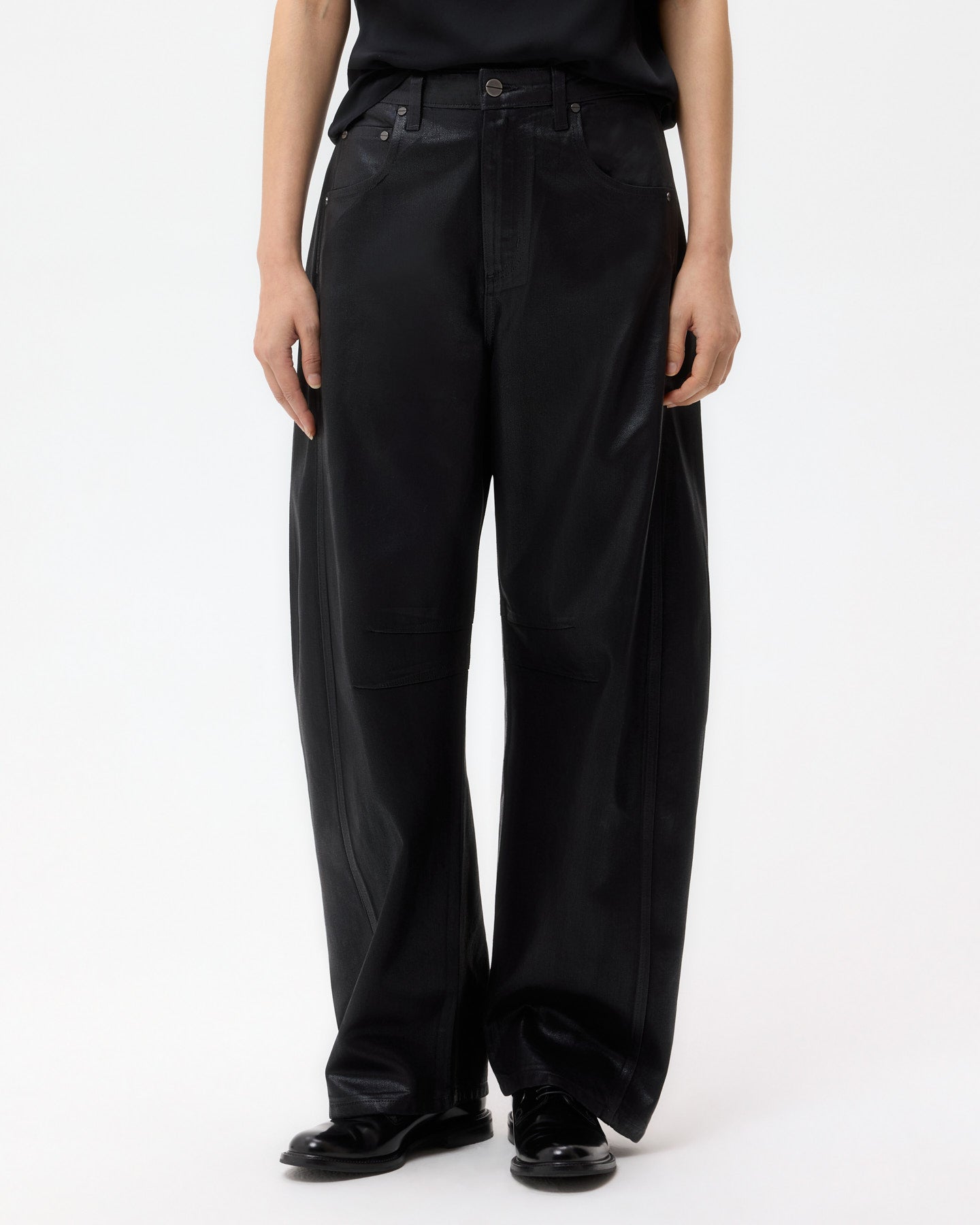 TWP Black Beryl Pant in Coated Denim view 1