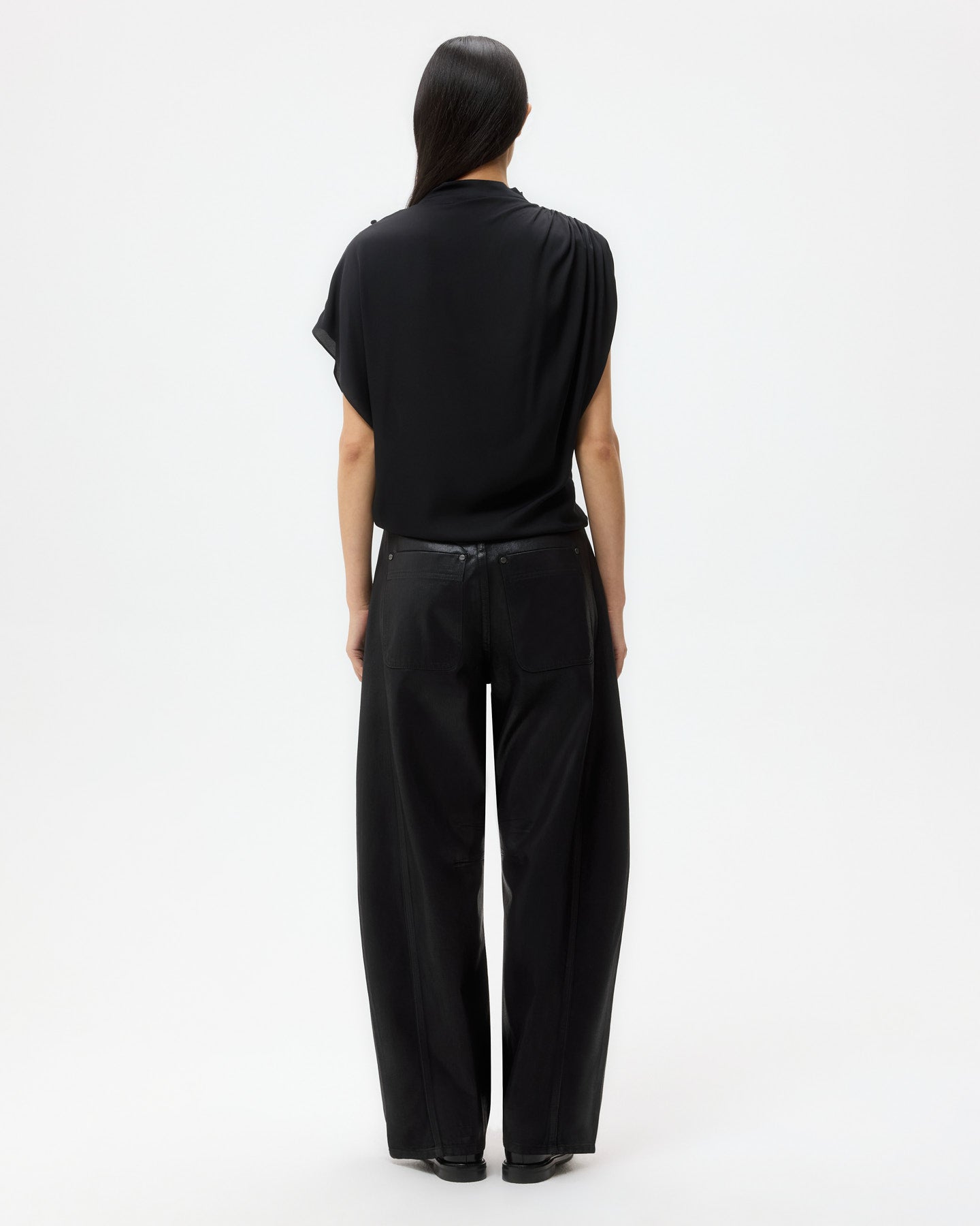TWP Black Beryl Pant in Coated Denim view 5