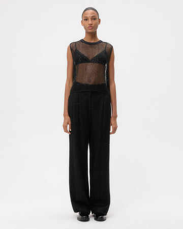 TWP Black Sulli Pant in Mini Sequin Netting view 6