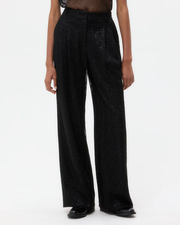 TWP Black Sulli Pant in Mini Sequin Netting view 3