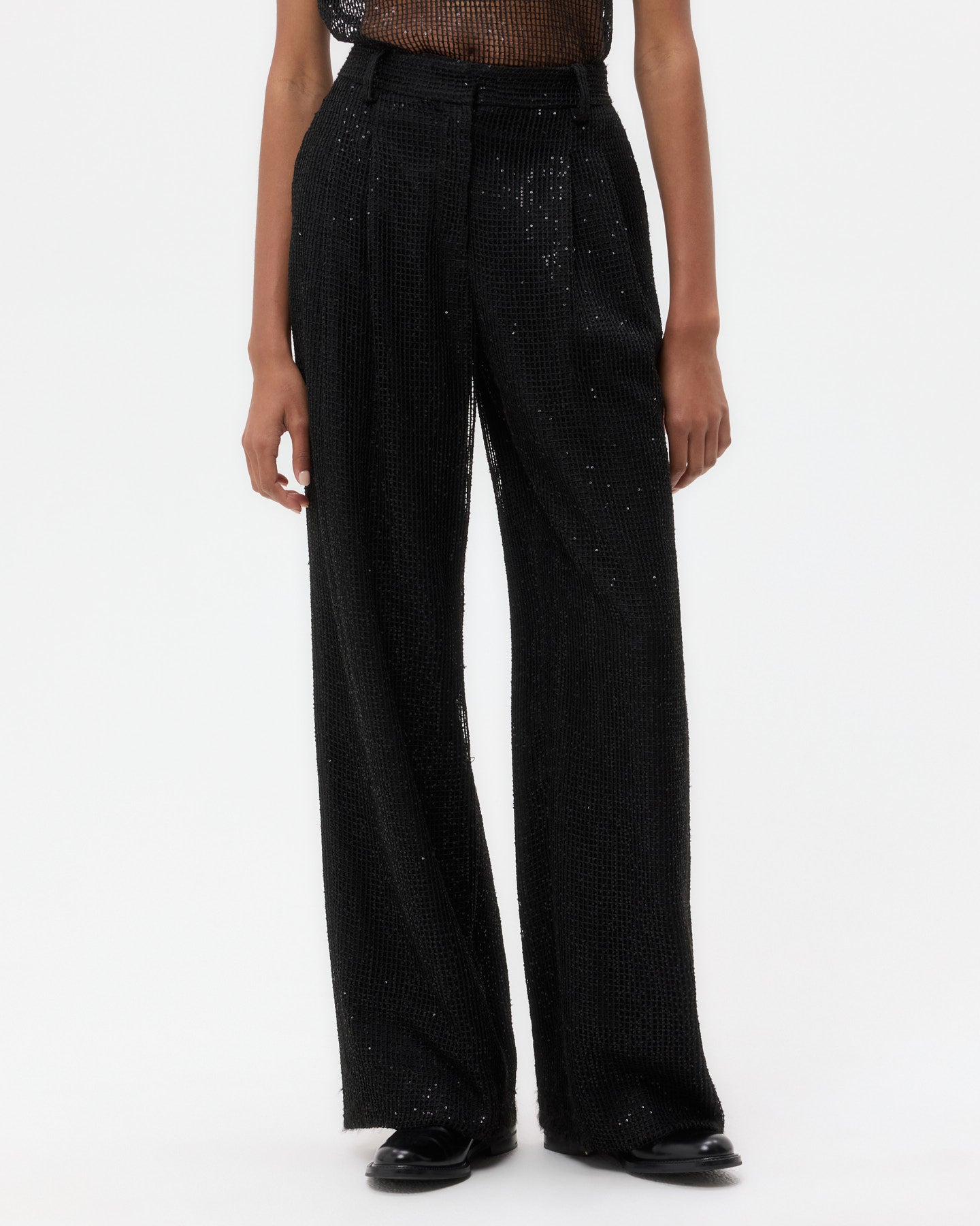TWP Black Sulli Pant in Mini Sequin Netting view 2