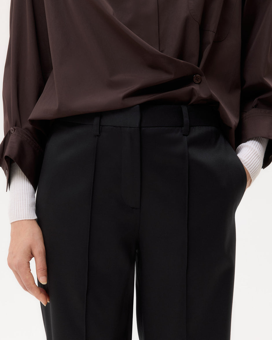 TWP Black Harrison Pant in Tux Wool Suiting view 2