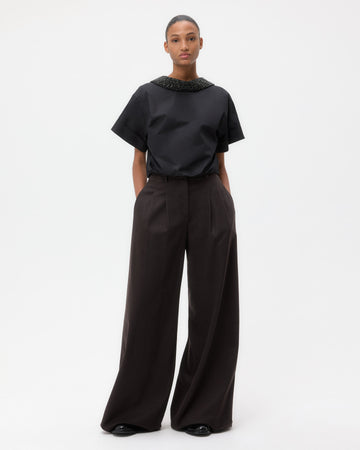 TWP Chocolate Avery Pant in Wool Cashmere Flannel view 2