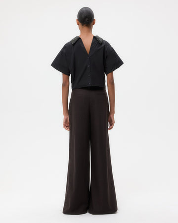 TWP Chocolate Avery Pant in Wool Cashmere Flannel view 6