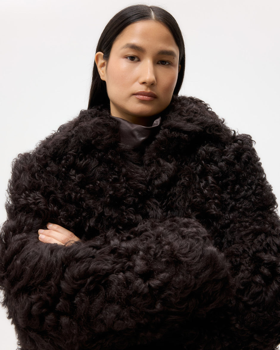 TWP After dark Sylvia Jacket in Curly Hair Shearling view 2