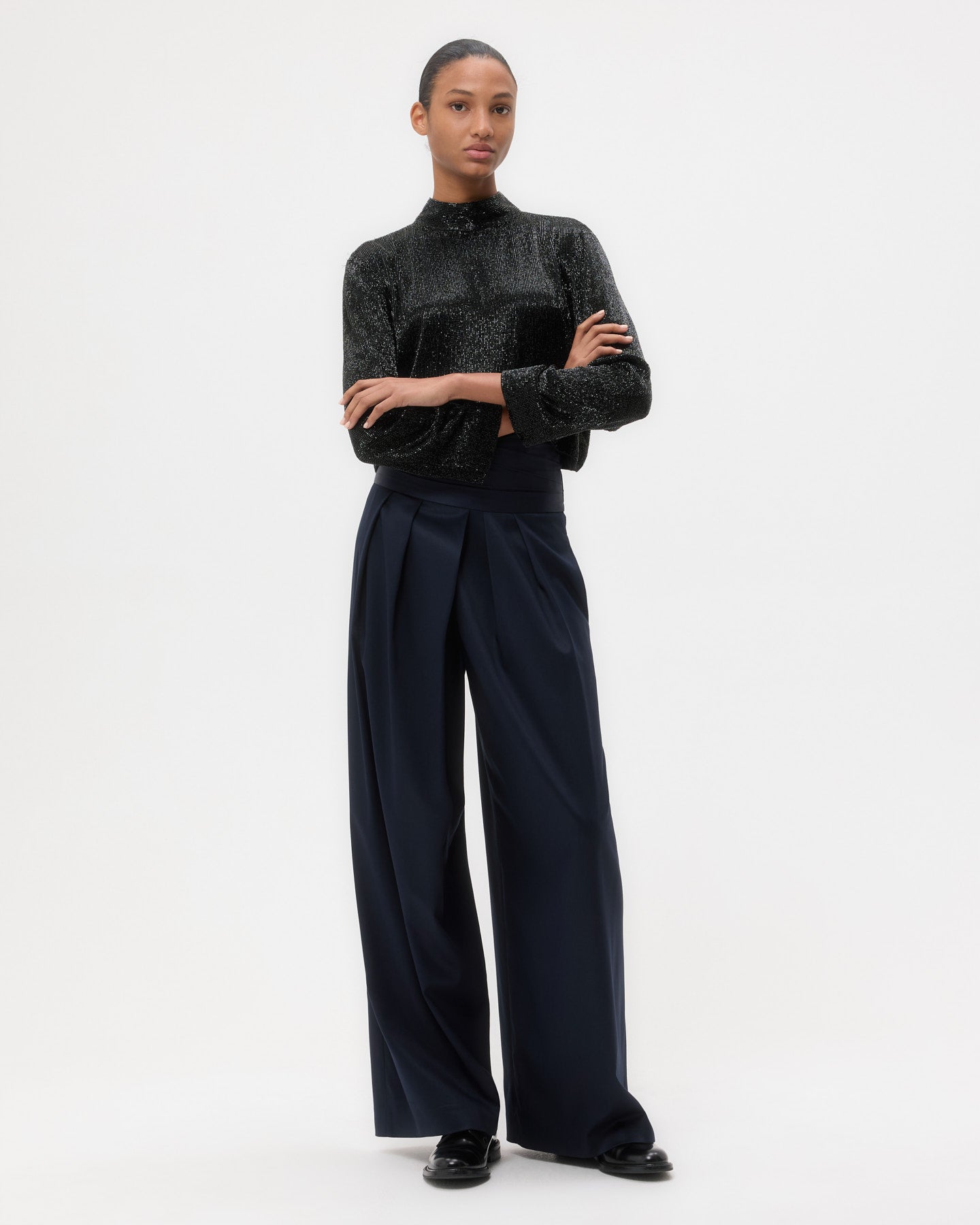 TWP Black Reversible Topper in Crystals view 3
