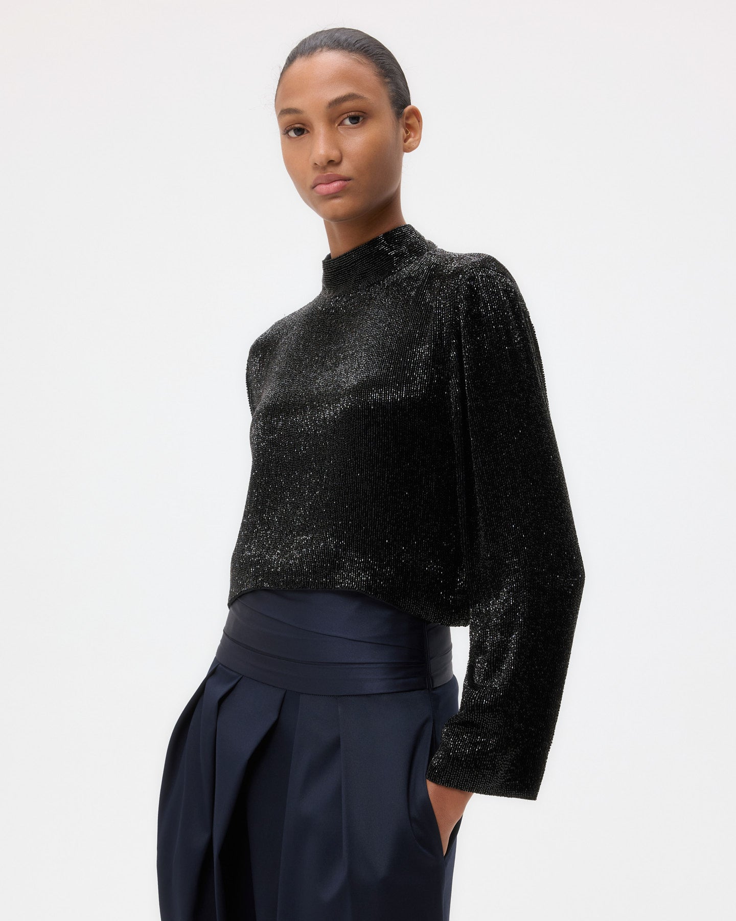 TWP Black Reversible Topper in Crystals view 1