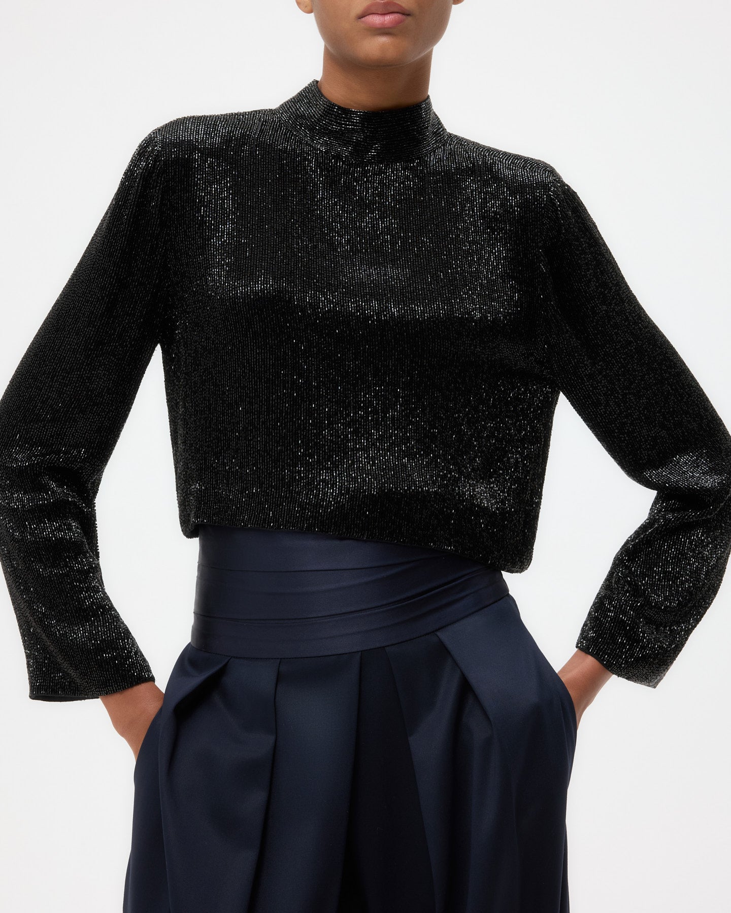 TWP Black Reversible Topper in Crystals view 2