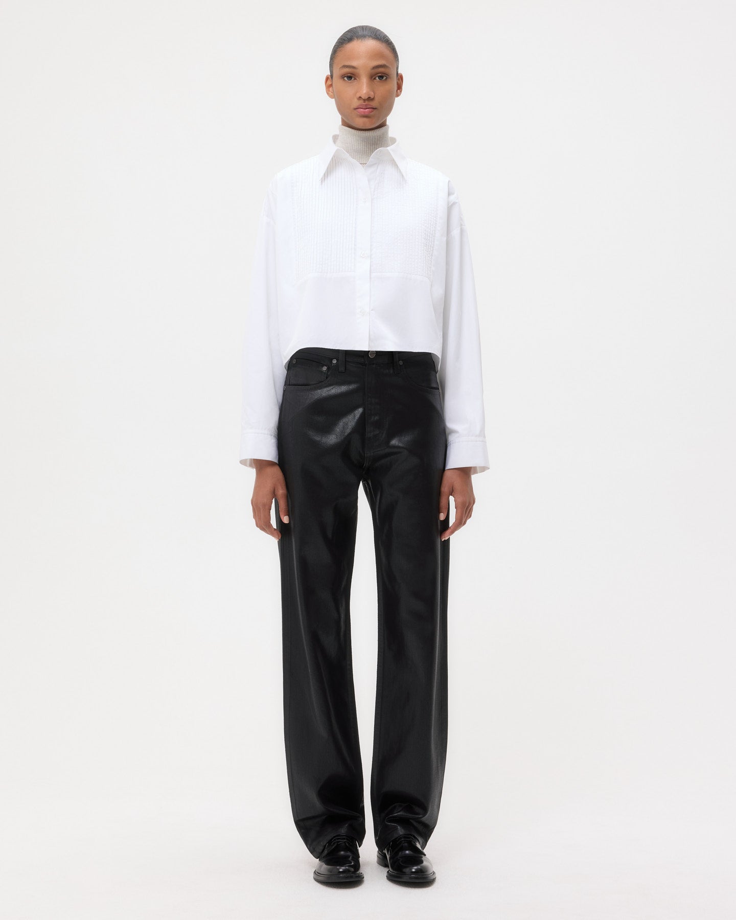 TWP White Soon To Be Ex Shirt With Bib in Super Compact Poplin view 6