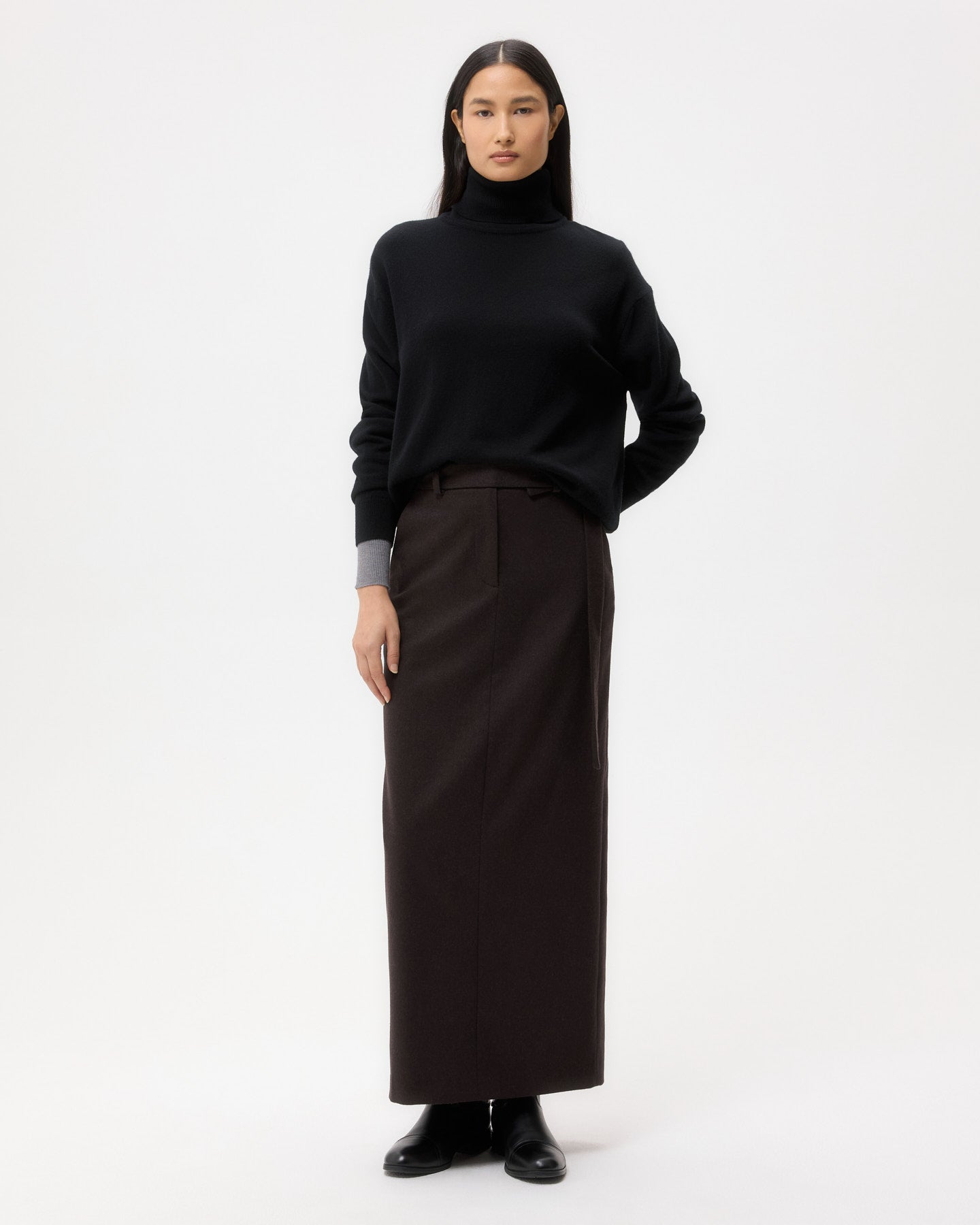 TWP Black Easy T Neck Sweater in Cashmere view 3