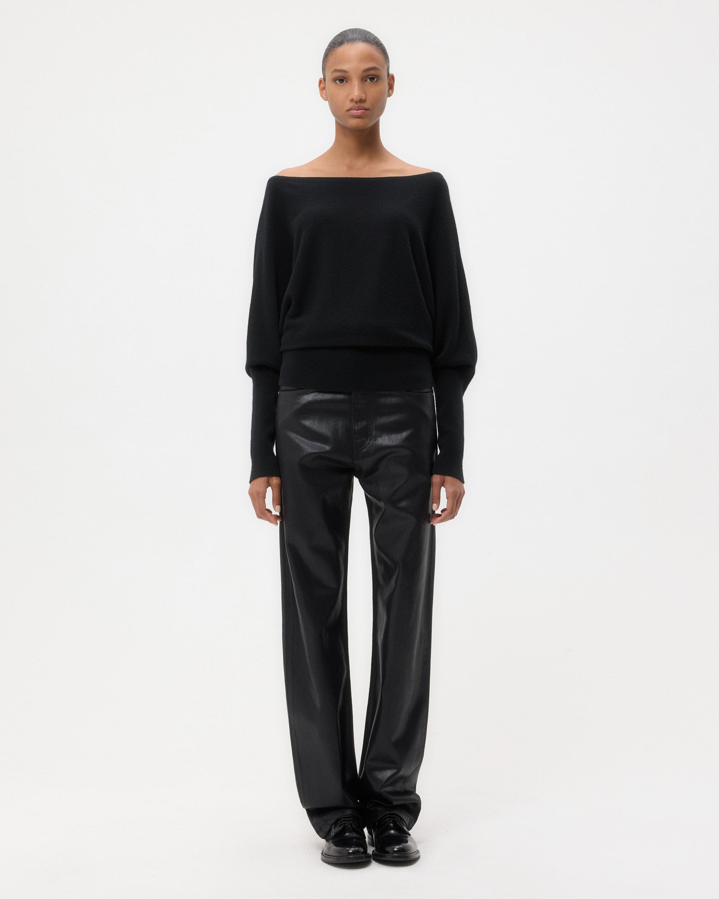 TWP Black Off The Shoulder Knit in Cashmere view 6