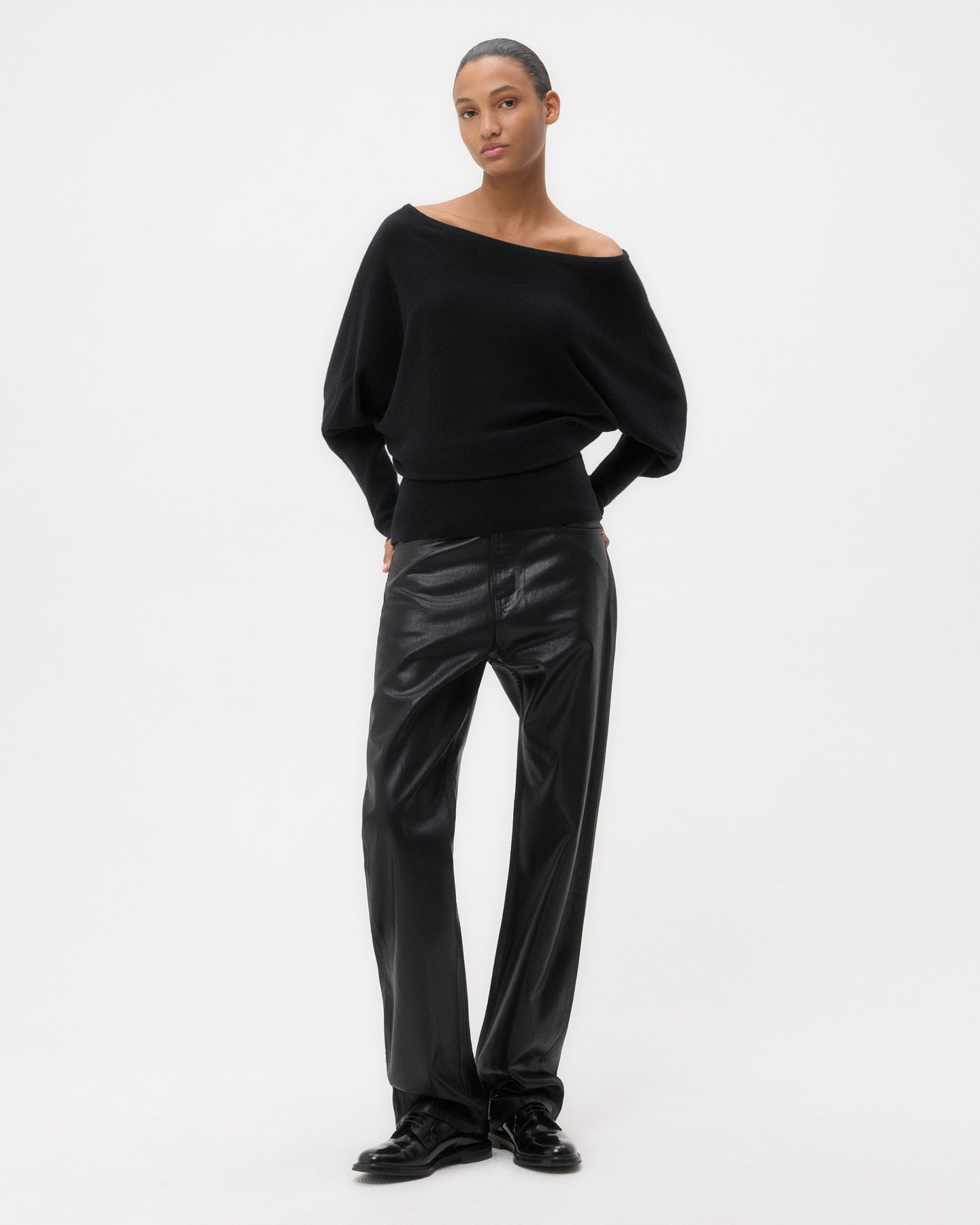 TWP Black Off The Shoulder Knit in Cashmere view 3
