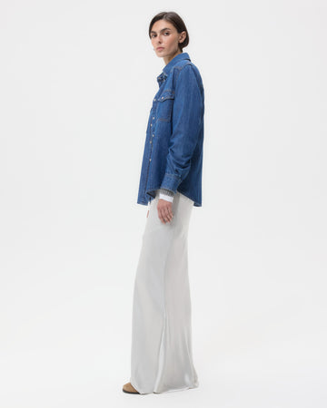 TWP Paris Cowboy Take Me Away Shirt in Denim Shirting view 3