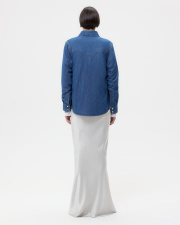 TWP Paris Cowboy Take Me Away Shirt in Denim Shirting view 5