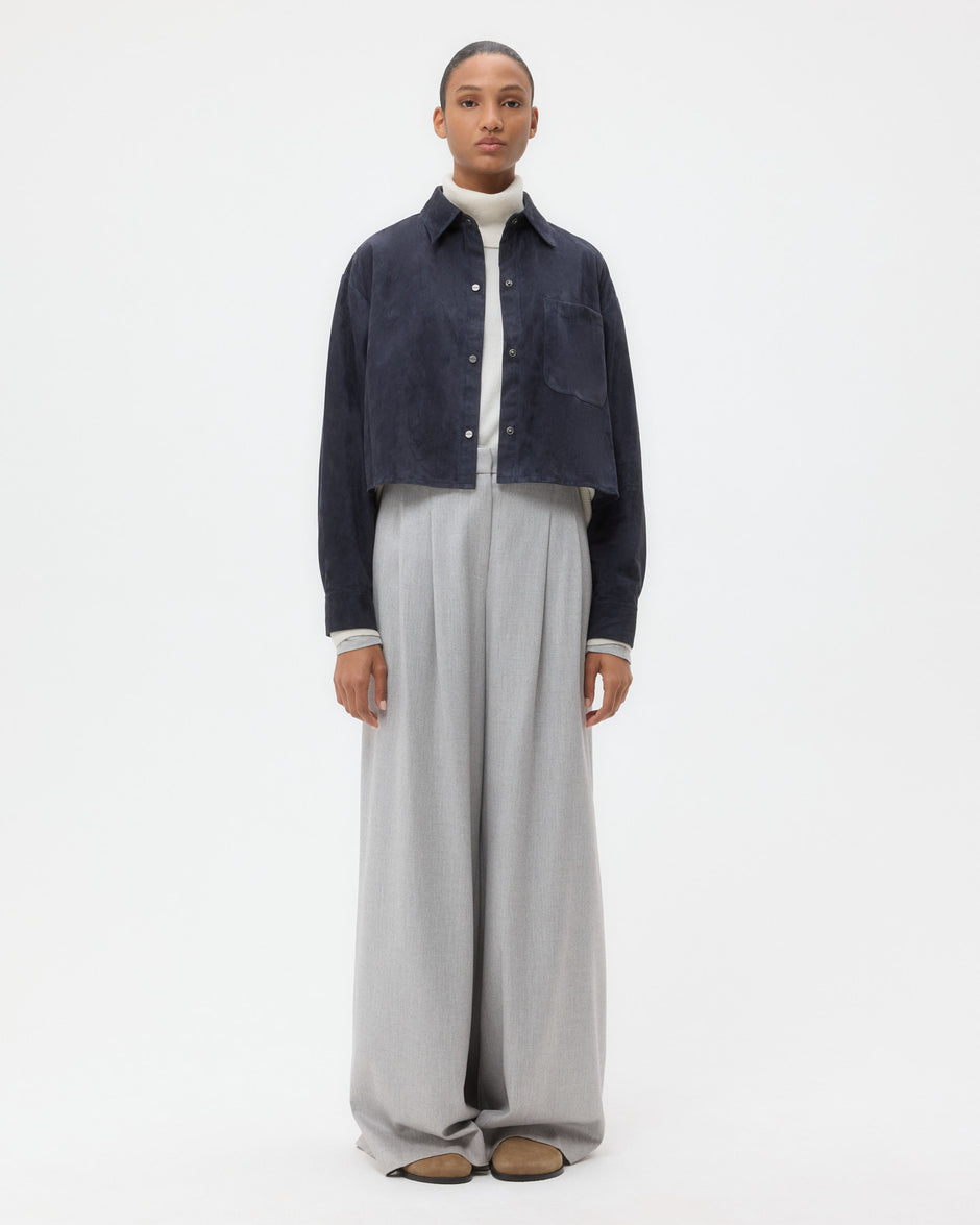 TWP Midnight Little Big Joe Shirt in Paper Suede view 6