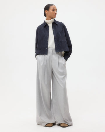 TWP Midnight Little Big Joe Shirt in Paper Suede view 3