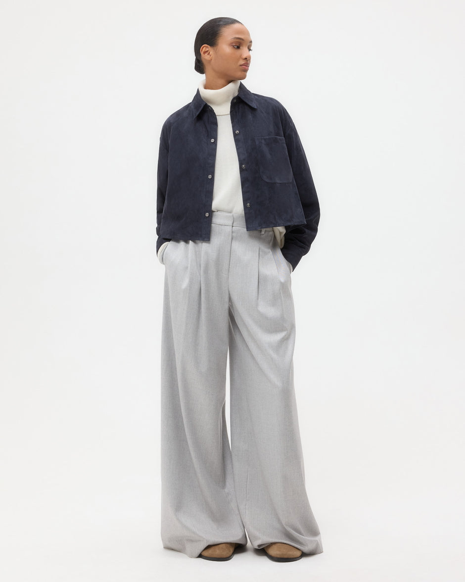 TWP Midnight Little Big Joe Shirt in Paper Suede view 3