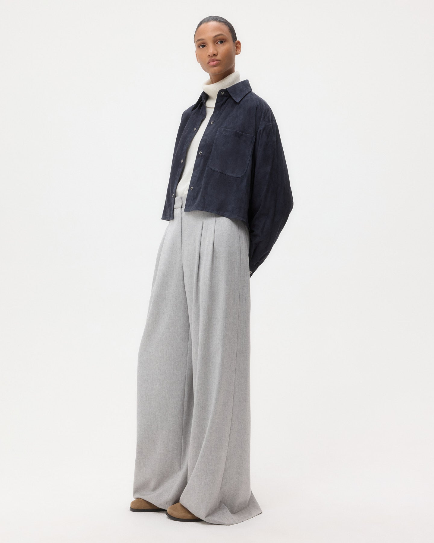 TWP Midnight Little Big Joe Shirt in Paper Suede view 4