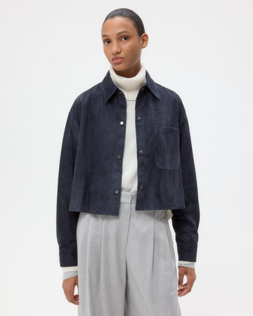 TWP Midnight Little Big Joe Shirt in Paper Suede view 1