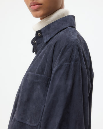 TWP Midnight Little Big Joe Shirt in Paper Suede view 2