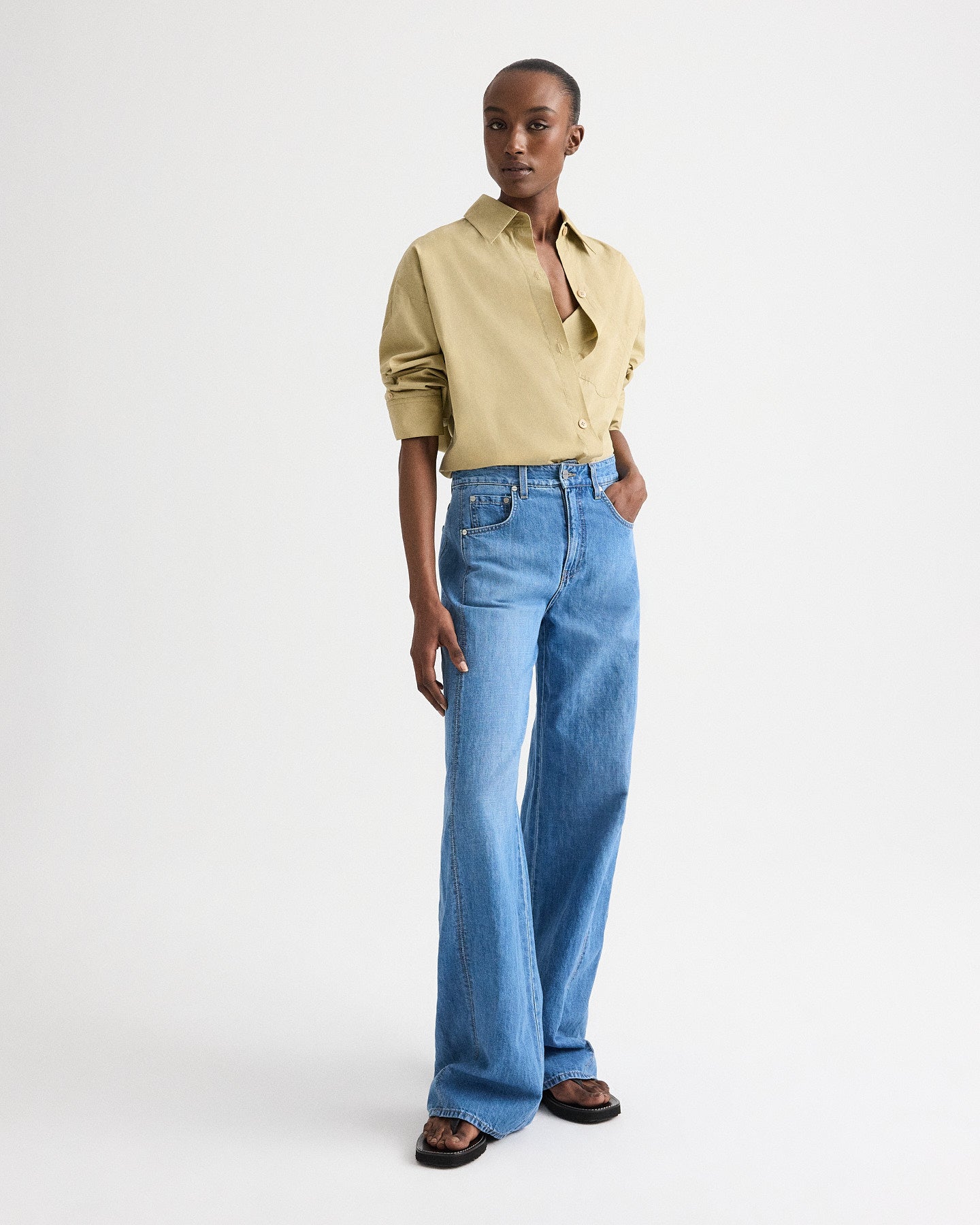 Olive grey New Earl Shirt in Superfine Cotton Shirting | TWP