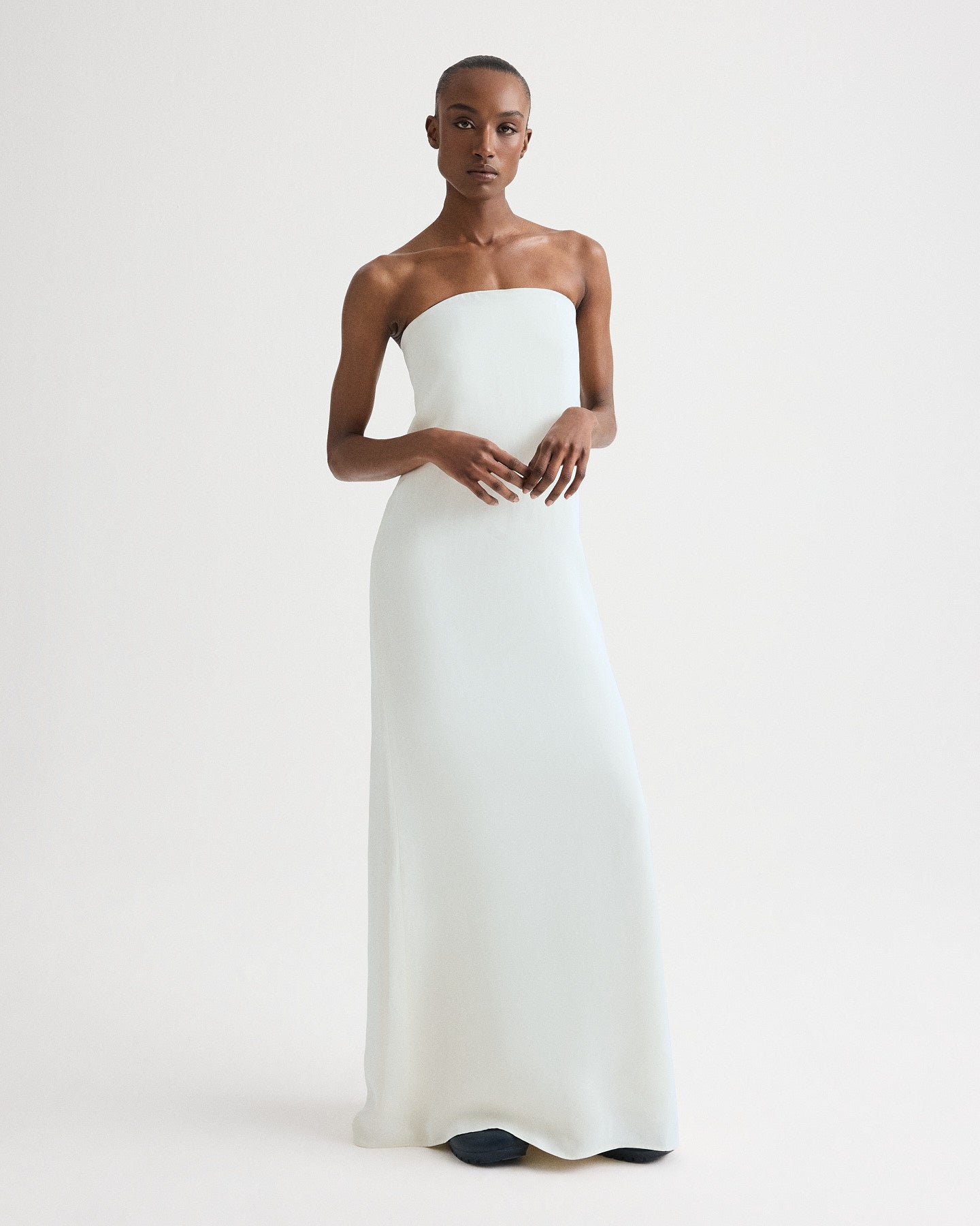 Blue flower Carolyns Gown in Coated Viscose Linen | TWP