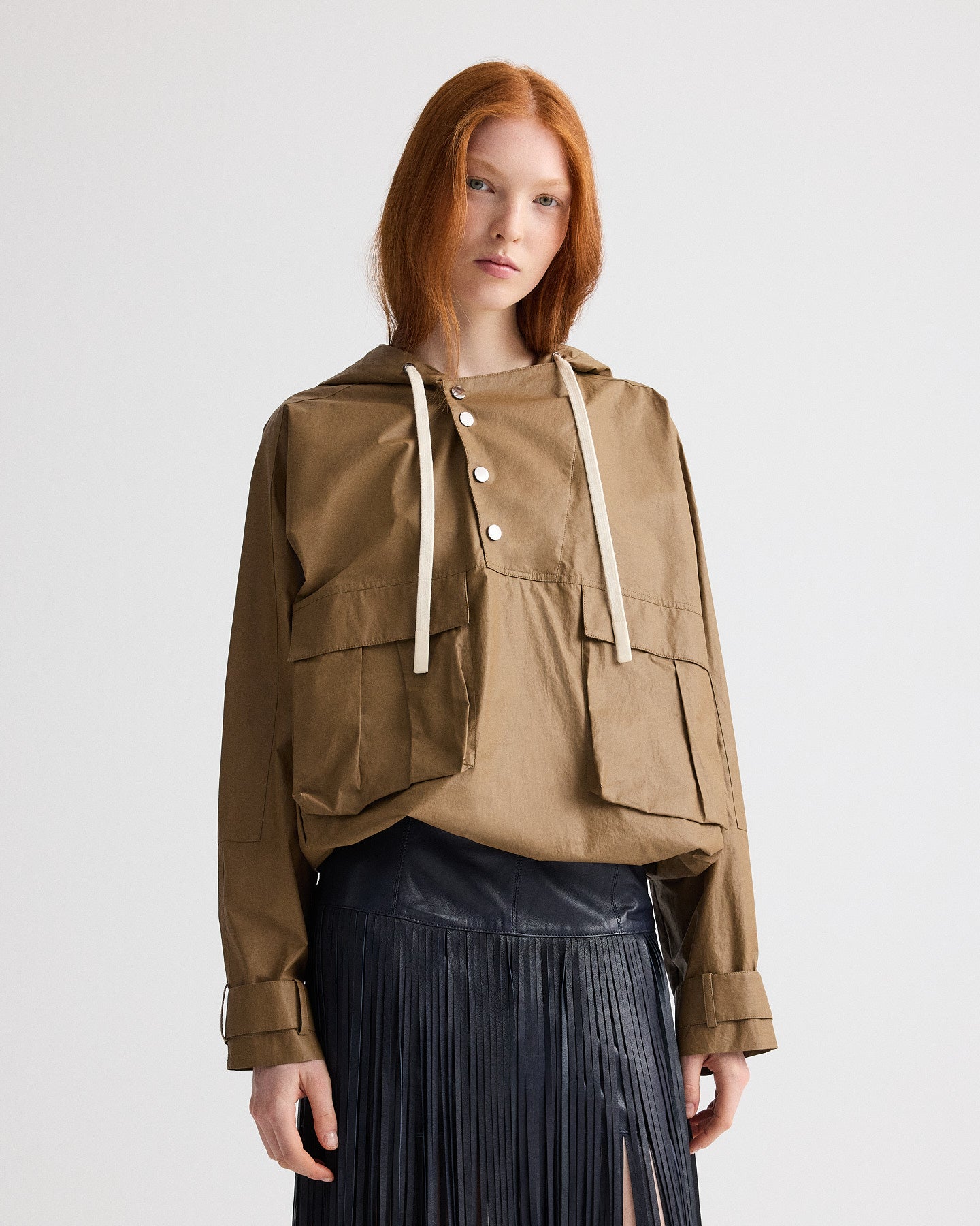 Ermine Rain Check Hoodie in Lightweight Cotton Trench | TWP