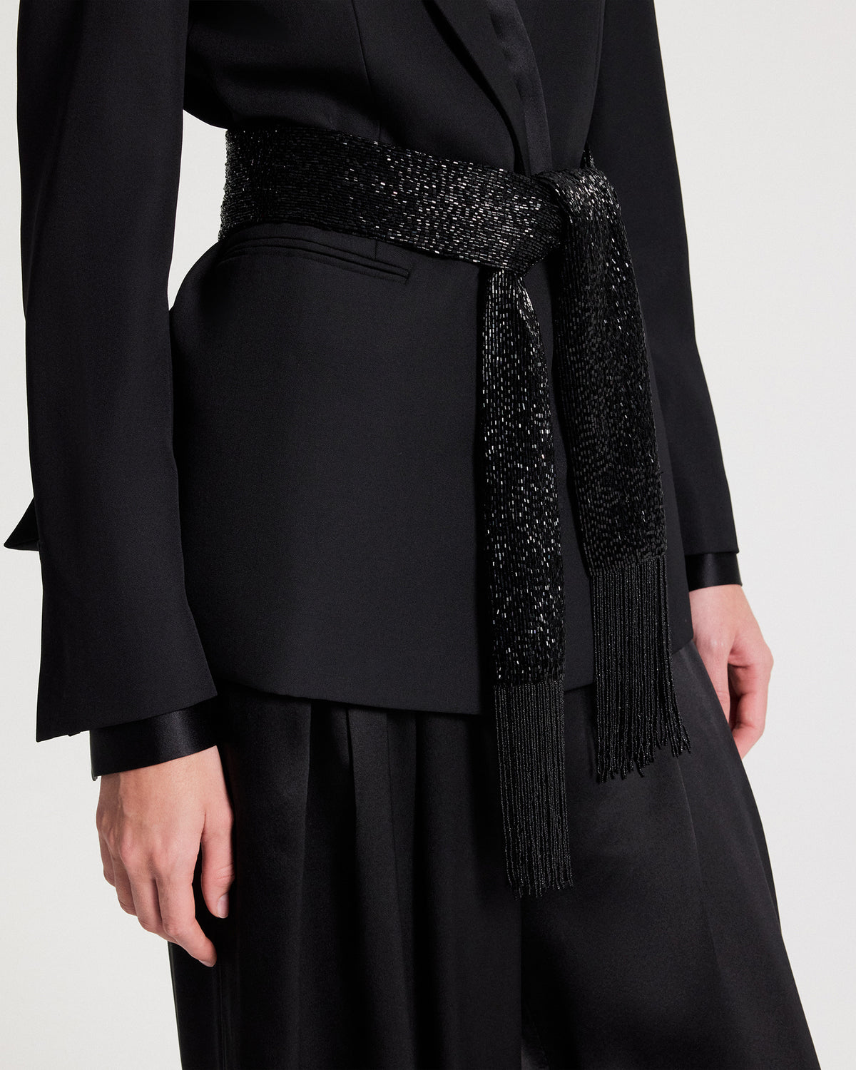 TWP Black / black JN Beaded Scarf in Bugle Bead view 1
