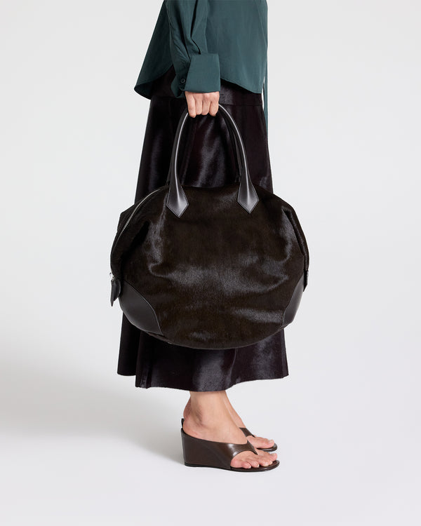 TWP Chocolate Howard St Bag in Ponyhair view 2