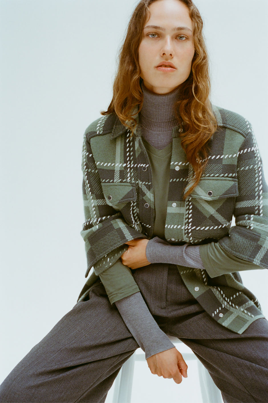 TWP Grey green multi Rancher&#39;s Cardigan in Cashmere view 1