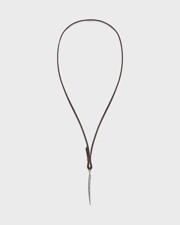TWP Silver Thin Spike Necklace in Leather view 1