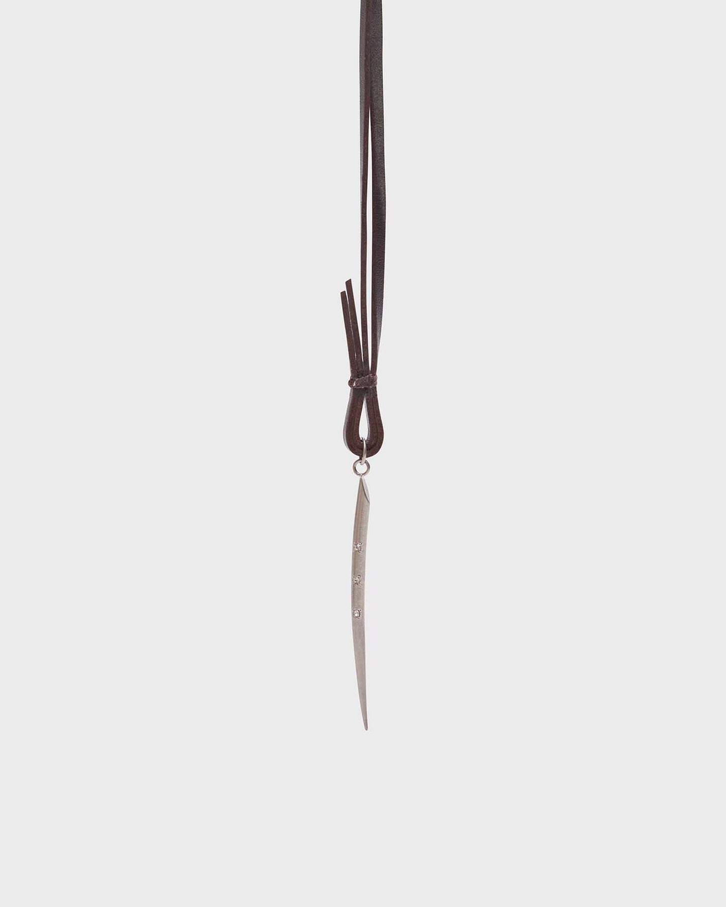TWP Silver Thin Spike Necklace in Leather view 3