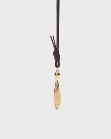 TWP Light antique gold Samaras Necklace in Leather and Light Antique Gold view 4