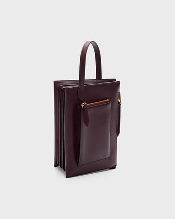 TWP Mid ginger Accordion Clutch in Victor Leather view 2