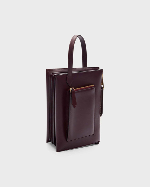 TWP Mid ginger Accordion Clutch in Victor Leather view 2